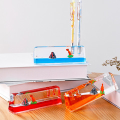 Creative Long Rectangular Liquid Sand Flowing Piece Volcano Drifting Bottle Travel Souvenir Pen Insert Table Decoration Oil Drop 