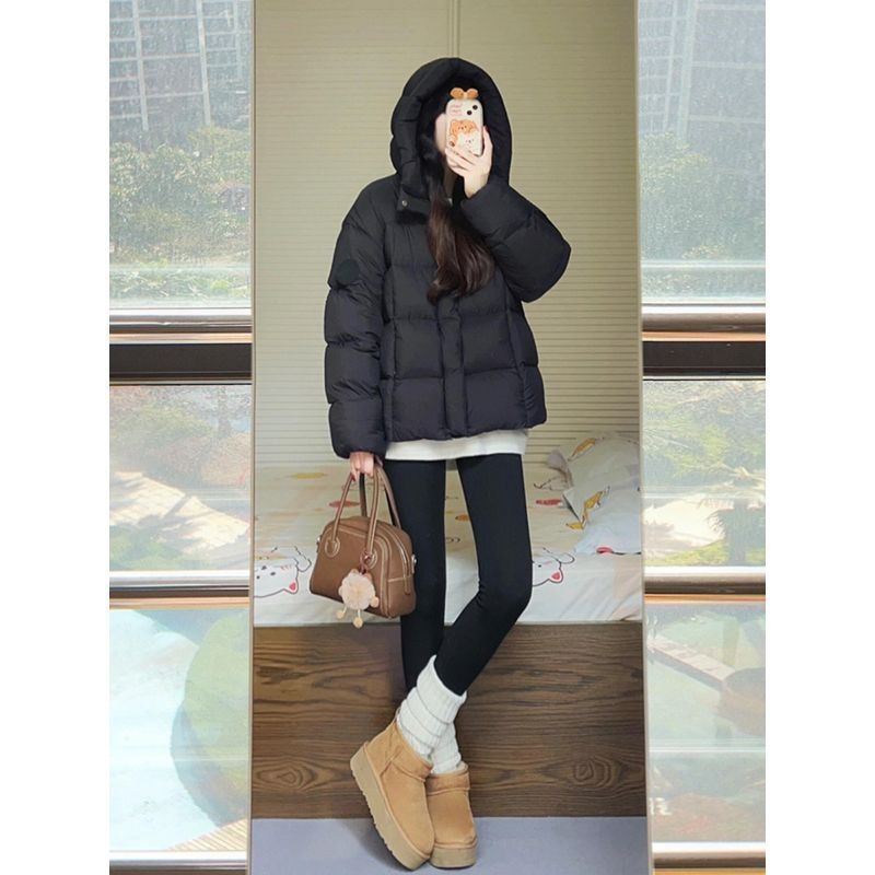 反季羽绒棉服女2025年冬季新款小个子连帽加厚短款面包服棉袄外套|undefined