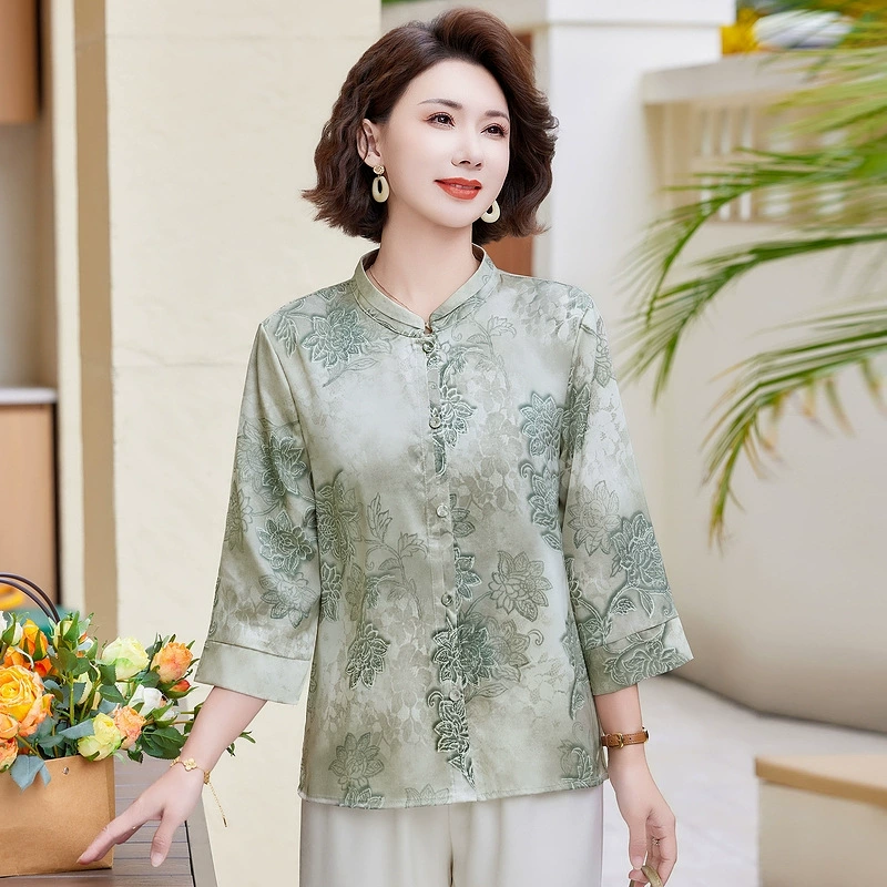 Мама среднего возраста весенняя рубашка иностранного стиля