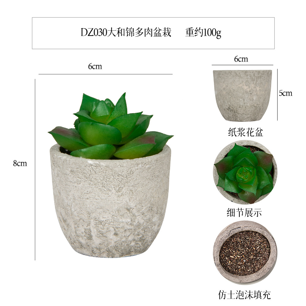 Más de 100 estilos de macetas de pulpa de papel vintage con plantas suculentas simuladas, pequeños adornos populares de estilo jardín para decoración del hogar transfronteriza. image 66