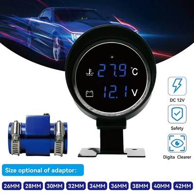 12V 24V Ümumi Avtomobil Yük Maşını Su Temperaturu Gərginlik Ölçən Cihaz