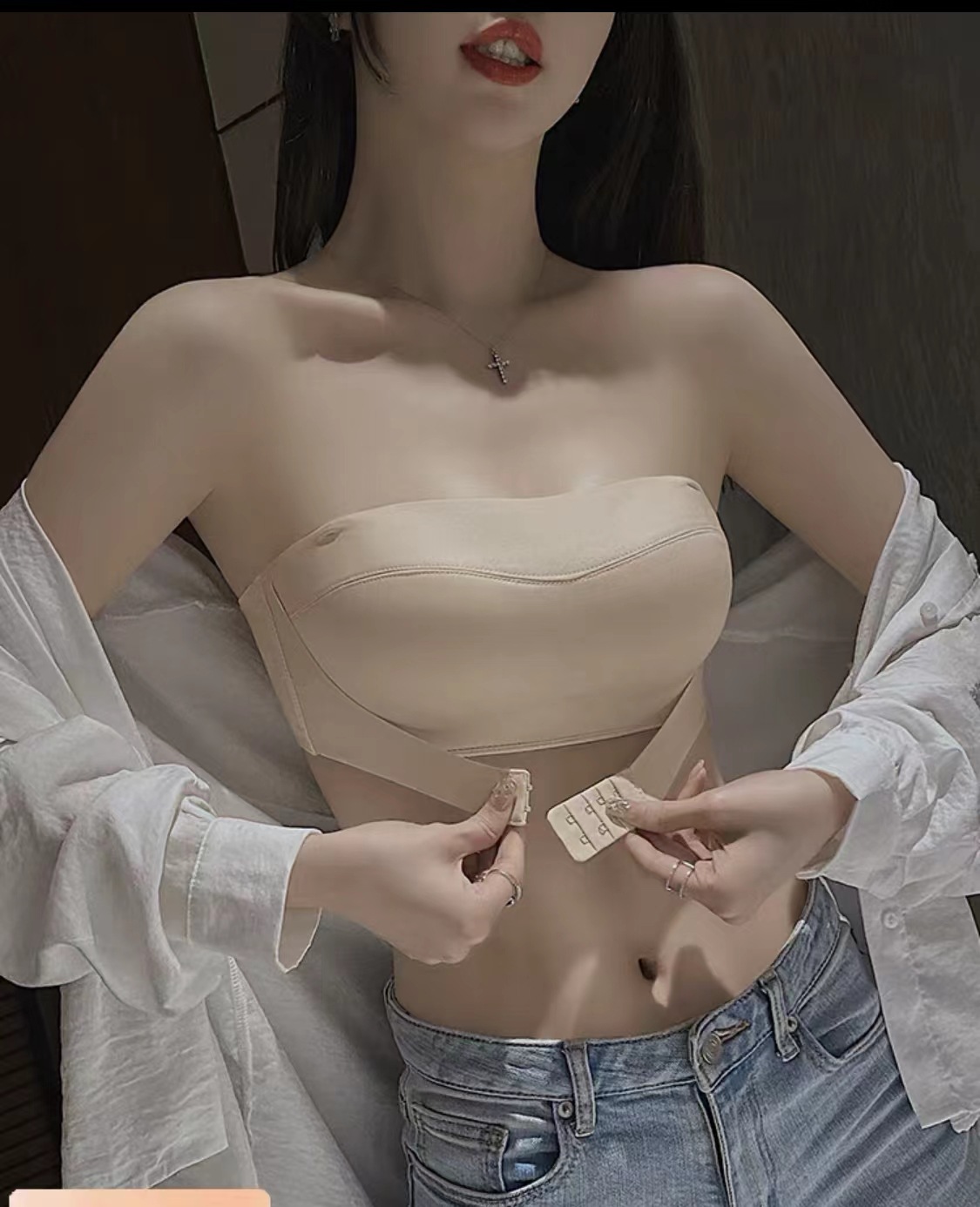 Ropa interior sin tirantes de las mujeres antideslizante push up pequeño tubo de envoltura en el pecho Top verano belleza espalda sujetador invisible anti-exposición vestido de novia especial