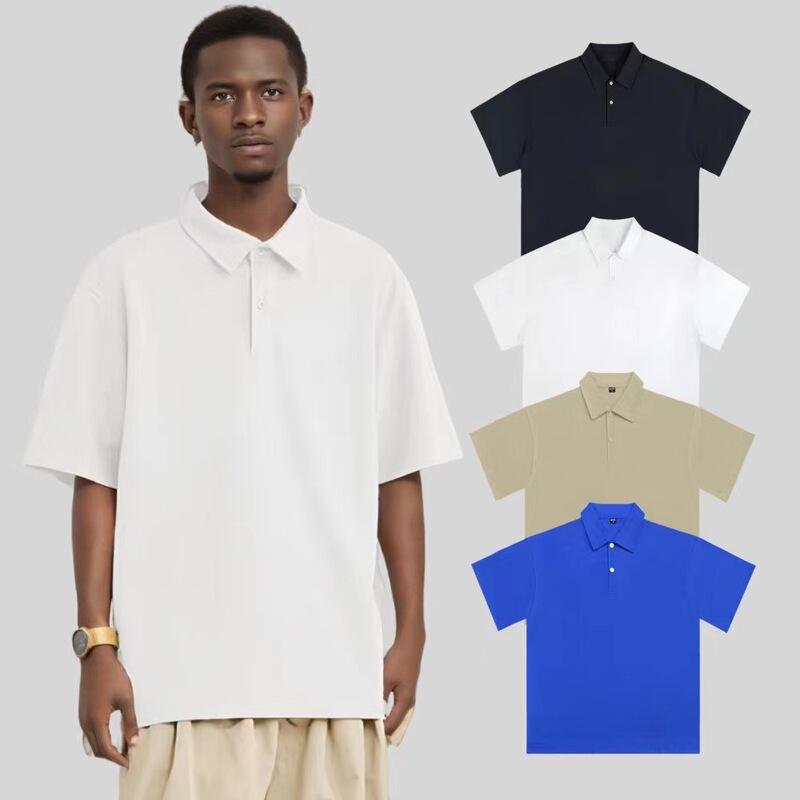 2024 New Lapel Short-sleeved Polo Shirt T-shirt Men's 5A Antibacterial Quick-drying Technology Fabric Solid Color All-match Base Shirt