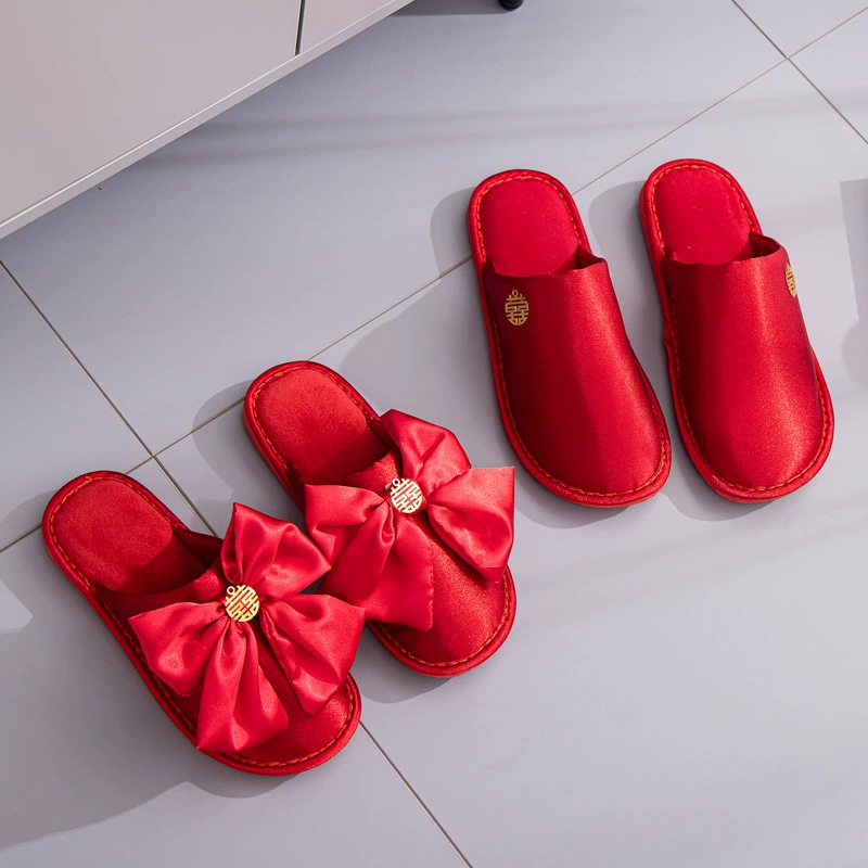 Свадебные тапочки Зимняя свадьба Красный невеста жених хлопок тапочки счастливые мужчины и женщины пара фабрика прямой цельный доставка цельный