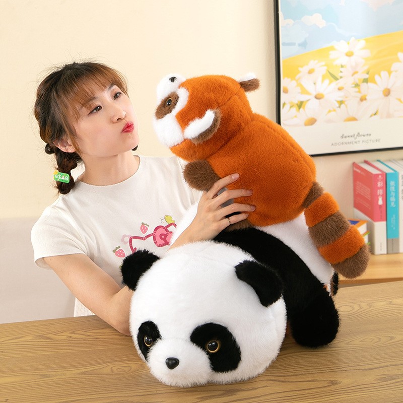Celebridades de Internet lindo flip panda muñeca peluche simulación pequeño mapache muñeca regalo de panda gigante de Chengdu