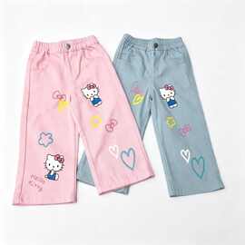 2026春秋HelloKitty童装长裤洋气时尚休闲宽松直筒裤