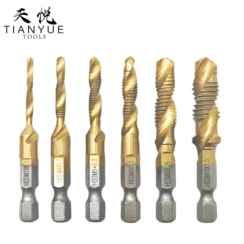 Композитный метчик из быстрорежущей стали, 6 шт., трансграничный, сверло и метчик, интегрированный метчик, титановый метчик для нарезания и снятия фаски в машинных отверстиях