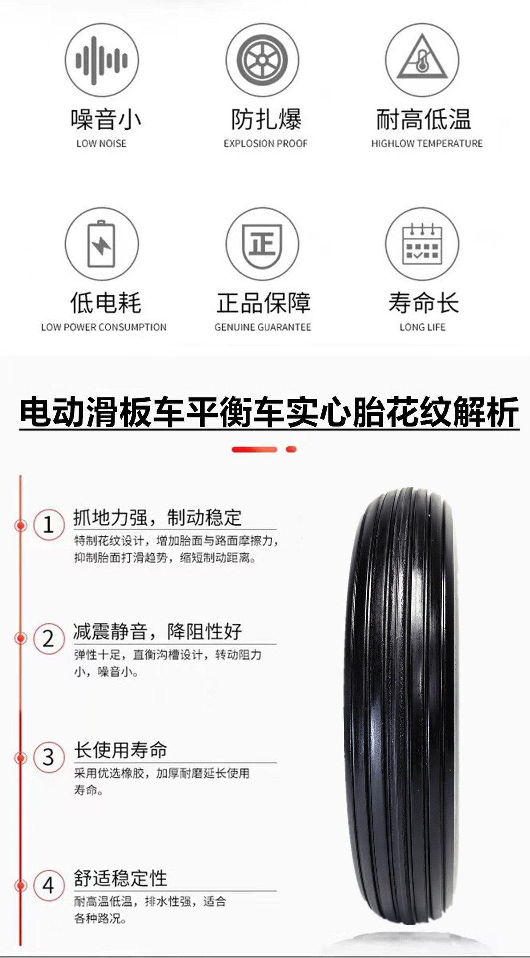 10x2.0 solid tire 10inch non-inflatable explosion-proof solid tire for electric wheelchairs, baby strollers, and shopping carts