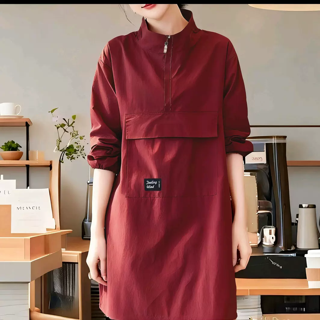 厂家套头款长袖罩衣大口袋防泼水围裙厨房家用做饭工作服可印LOGO