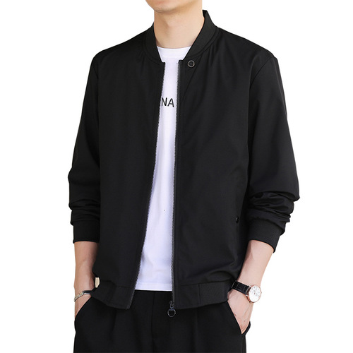Spring and Autumn Leisure Jacket Men's Baseball Collar Outerwear Sports Versatile Middle-aged and Young Adults Top Clothing Trendy