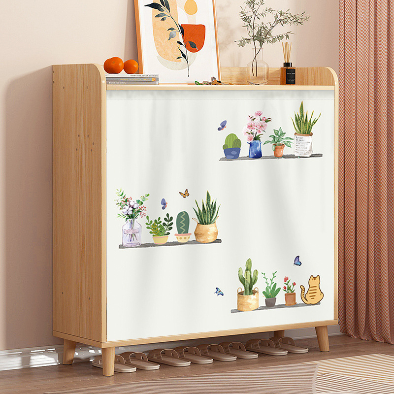 Gabinete de tela que cubre la cortina Velcro autoadhesivo gabinete de zapatos que cubre la cortina fea sin perforaciones armario sundries gabinete puerta cortina hogar