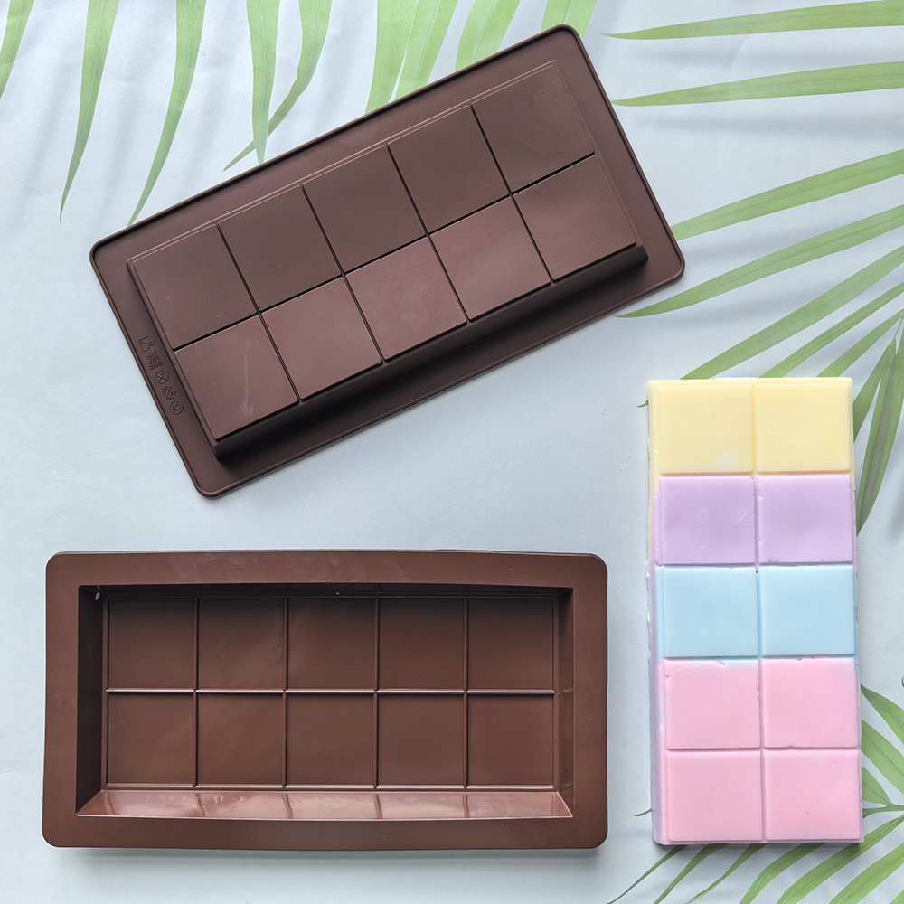 10 grados de chocolate molde de silicona cuadrado rectangular molde de barras de chocolate molde 784