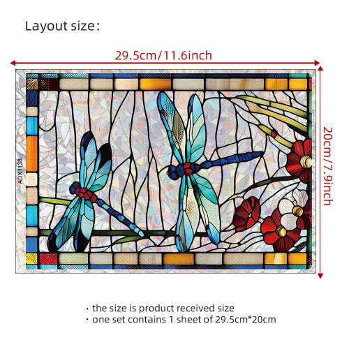 New OVO Electrostatic Glass Film with Dragonfly Animal & Floral Series, Cross-border Listing & Shipping Label with Barcode