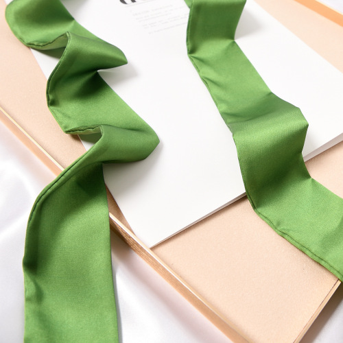 Korean version of narrow solid color long small silk scarf for women to tie bags and streamers Korean small scarf scarf spring and summer belt