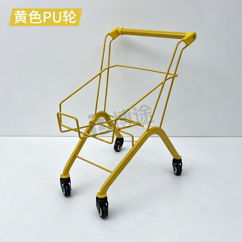 Mini Carrito de Compras Infantil de Metal y Poliuretano con Ruedas de PU para Tienda de Conveniencia