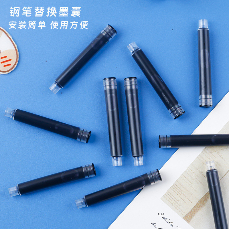 Black and Blue Universal Fountain Pen Replacement Ink Cartridges for Students Practicing Calligraphy, Erasable Series Pen Refills
