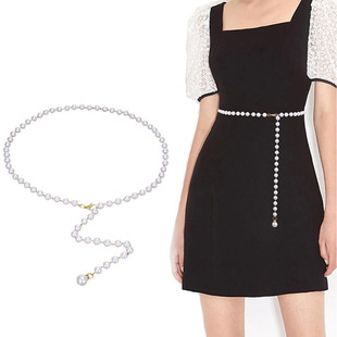 Cross-Border Women's Pearl Waist Chain Adjustable Dress Bikini Beach Carnival Party Body Gift Jewelry