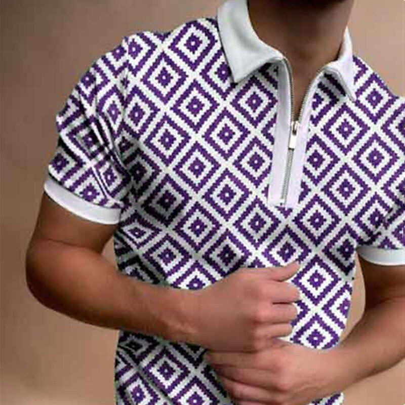 Camiseta Polo de Manga Corta con Cierre y Estampado 3D Informal para Hombre, Nueva Colección de Primavera para Exportación
