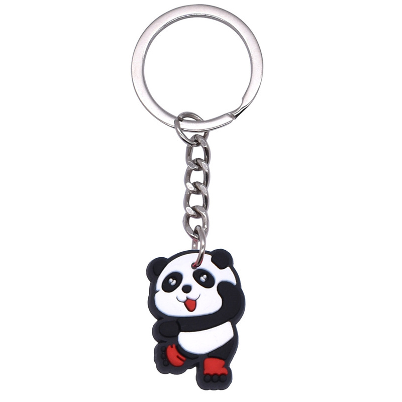 パンダのアニメのキーホルダーの部品のPVCの柔らかいゴムのキーホルダーの包みのペンダントのかわいい小さい贈り物のメーカーは卸売りします。|undefined