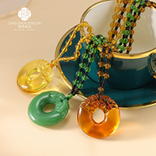 吞财貔貅平安扣毛衣链仿白玉翡翠项链马年贺岁引流福利礼品批发