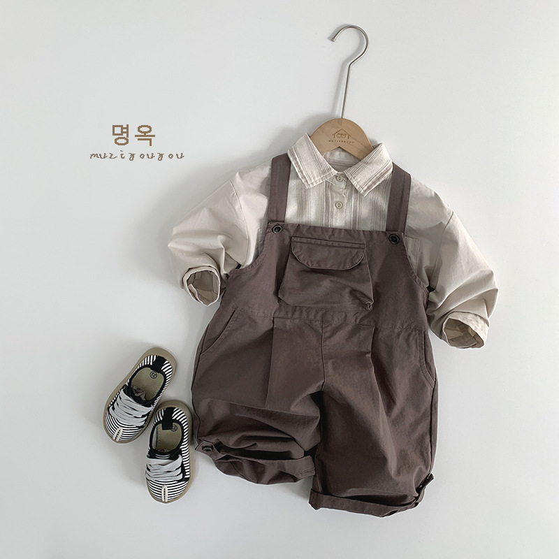 Estilo literario ~ 2025 primavera nueva camisa de personalidad de color de contraste para niños hombres y mujeres bebé tops para niños japoneses al por mayor