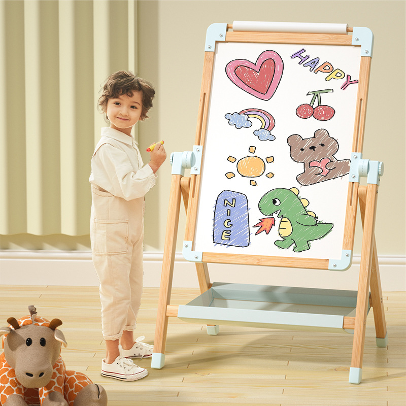 small blackboard household children‘s magnetic graffiti double-sided drawing board writing board bracket toddler and baby dust-free drawing board