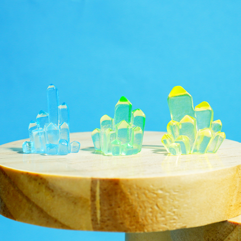 Cristal luminoso resina tridimensional paisaje en miniatura pecera pequeña decoración decoración vista escritorio de bricolaje creativo coche muebles para el hogar