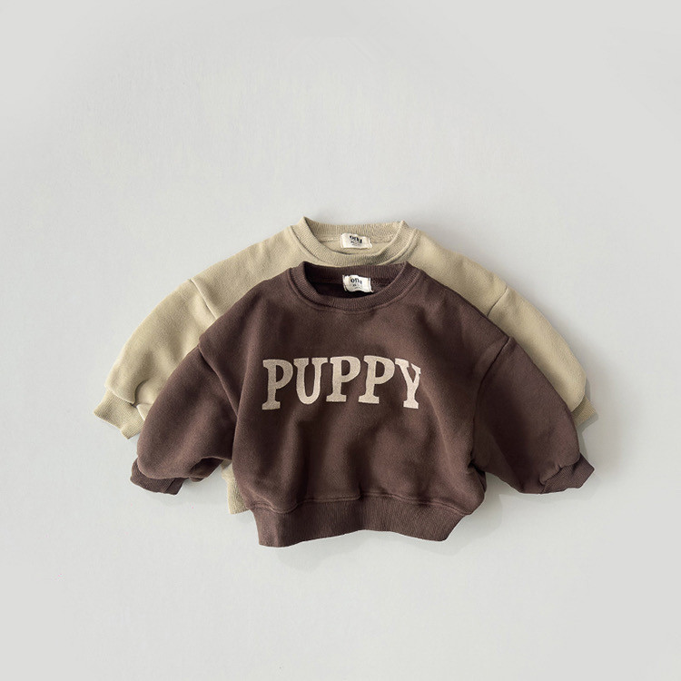 Sudadera de manga larga con estampado de letras para niños, estilo coreano, ropa infantil, top de primavera para bebés, ropa holgada de primavera para niños