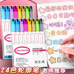 輪郭の筆の蛍光の筆の曲線の筆のレースの筆の小学生は重点をつけて重点の手帳の筆の女の子をつけて手で新聞を書き写します。