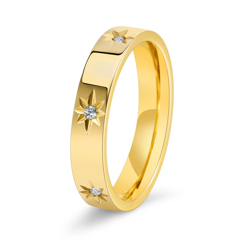 8g Weight Real Gold Plated Plating Material Real Gold Plated Geometric 304 Stainless Steel Simple Style Classic Style Waterproof Non Tarnish Rings