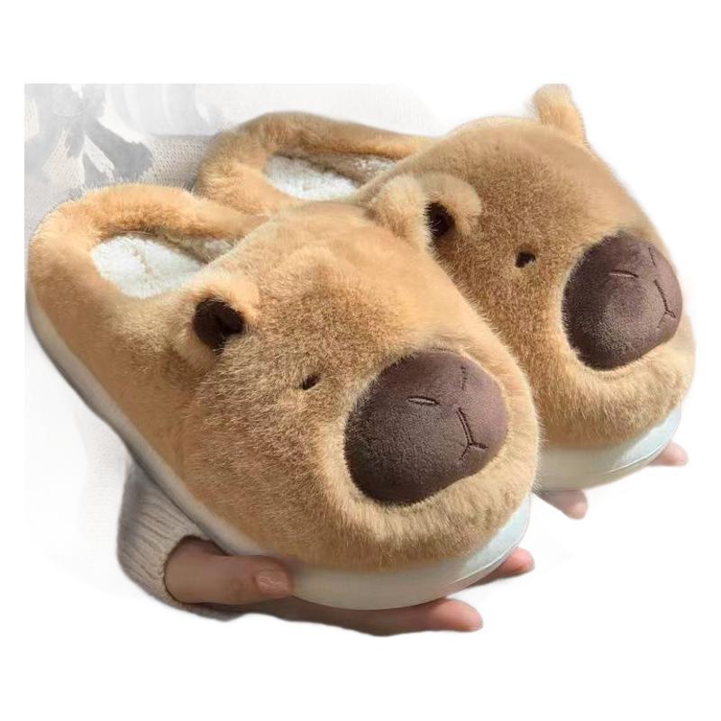 Parejas de hombres y mujeres usan zapatos de algodón cálidos para interiores antideslizantes para el hogar