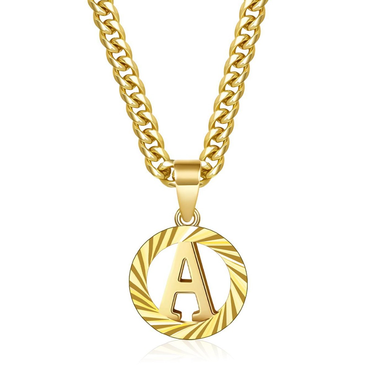 Meilleure vente transfrontalière : Chaîne simple en or ajourée à 26 lettres, style européen et américain, pour femme._voghion.com