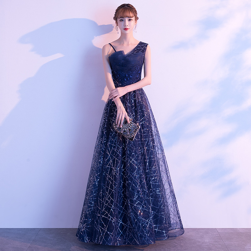 Tibetan green shoulder starry sky (long style) dress