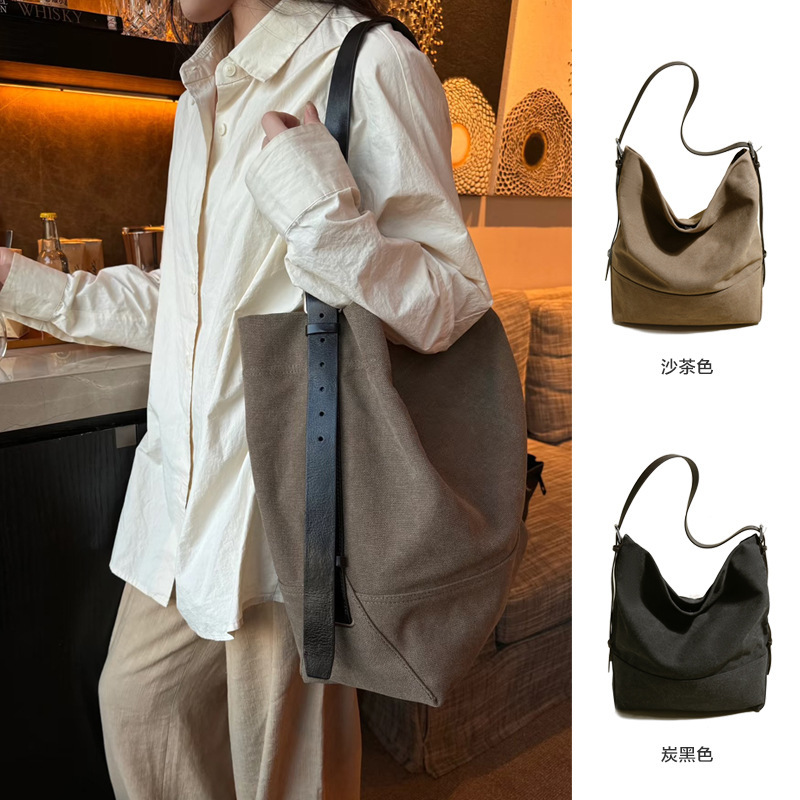 Jennie's Same Style Canvas Bag Large Capacity Tote Bag Bucket Bag Lazy Style Single Shoulder Crossbody Bag Large Bag Women Summer Jennie's Same Style Canvas Bag Large Capacity Tote Bag Bucket Bag Lazy Style Single Shoulder Crossbody Bag Large Bag Women Summer
