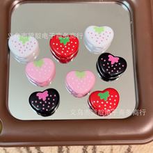 新款亚克力爱心草莓串珠 diy印花散珠串笔珠手机链手链配件材料