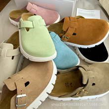 派力奥勃肯鞋半拖女夏外穿一脚蹬软底包头拖鞋厚底半托博肯欧美风