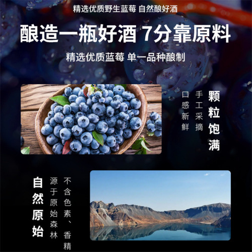 Snowberry Blueberry Fermented Fruit Wine, Northeast Changbai Mountain Specialty Low Alcohol Sweet Wine, Custom Private Label Manufacturing