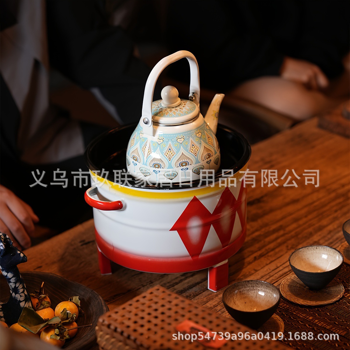 1L 차 오일 포트 푸른 꽃