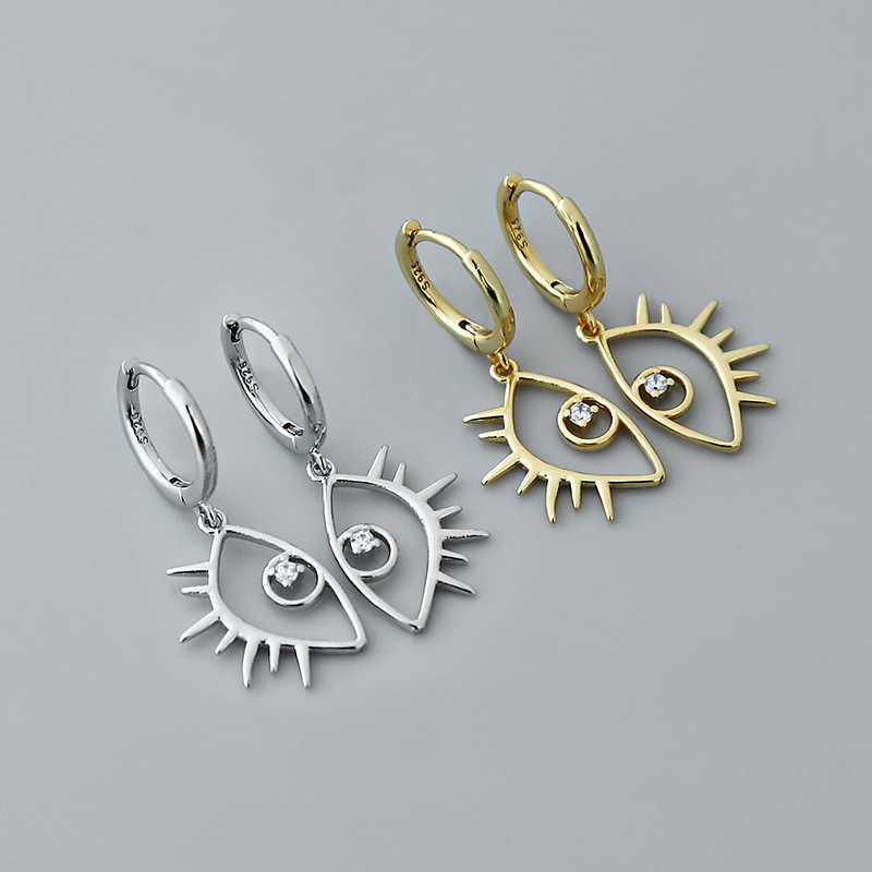 fashionable simple eye geometric inlaid zircon copper earrings wholesale nihaojewelrypicture2