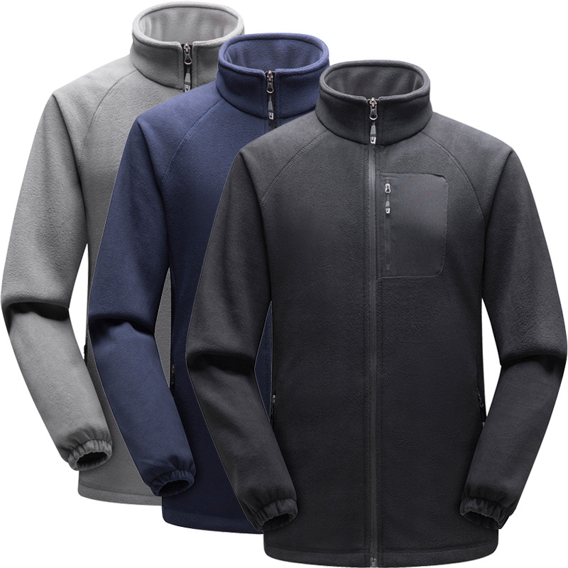 Customized Autumn and Winter Outdoor Fleece Clothing for Men, Polar Fleece Thickeneded Cold-Proof Warm Clothing, Cardigan Outwear, Workwear Jacket