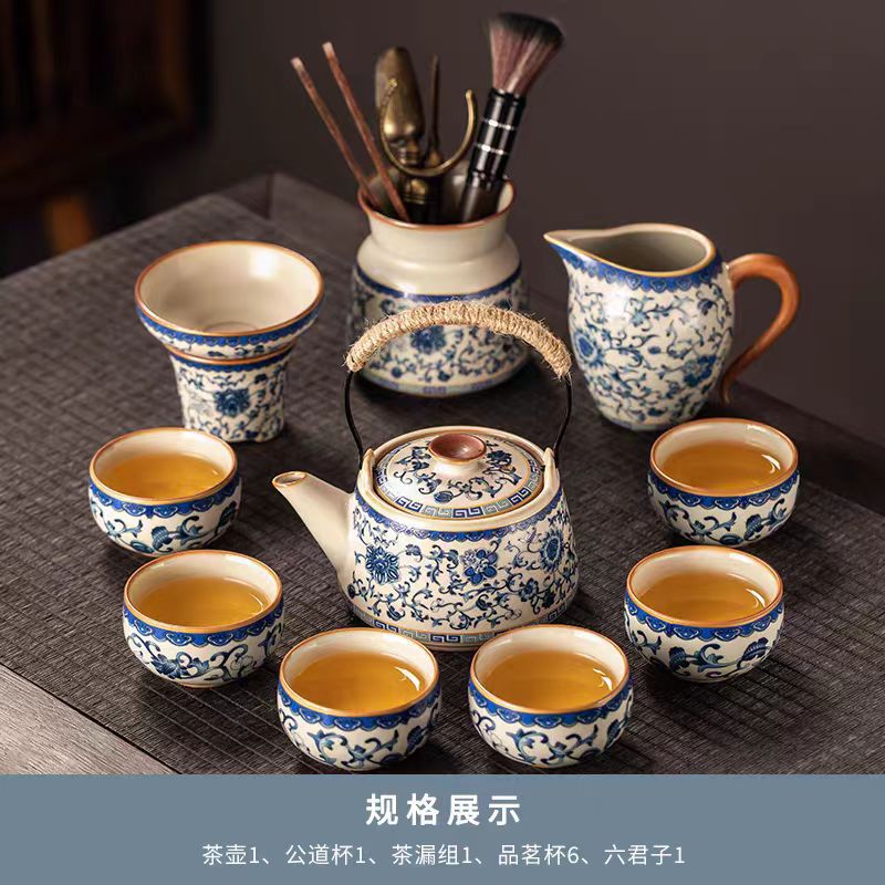 Alta calidad Nuevo 2024 nuevo arroz verde huangru horno kung fu conjunto de té doméstico ligero de lujo de alta calidad cerámica china tetera taza de té