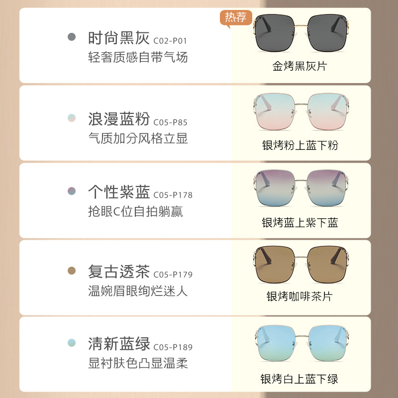 Internet Celebrity moda gafas de sol polarizadas LS331 nueva moda gafas de sol cuadradas en vivo recomendar gafas de sol lisas