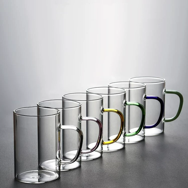 Цветная стеклянная прозрачная чашка для воды простой стакан для чая с высоким содержанием боросиликатного стекла