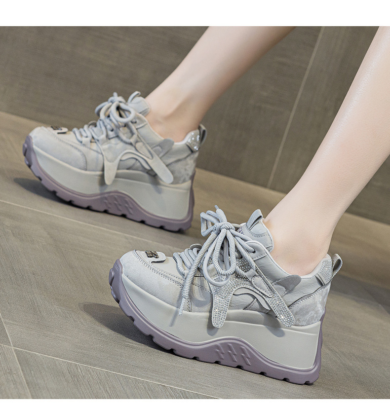 Giày sneaker nữ đế dày phong cách thể thao tăng chiều cao — 5008 lót đơn trắng, 5008 lót đơn xám, 5008-1 lót lông trắng, 5008-1 lót lông xám chi tiết 19