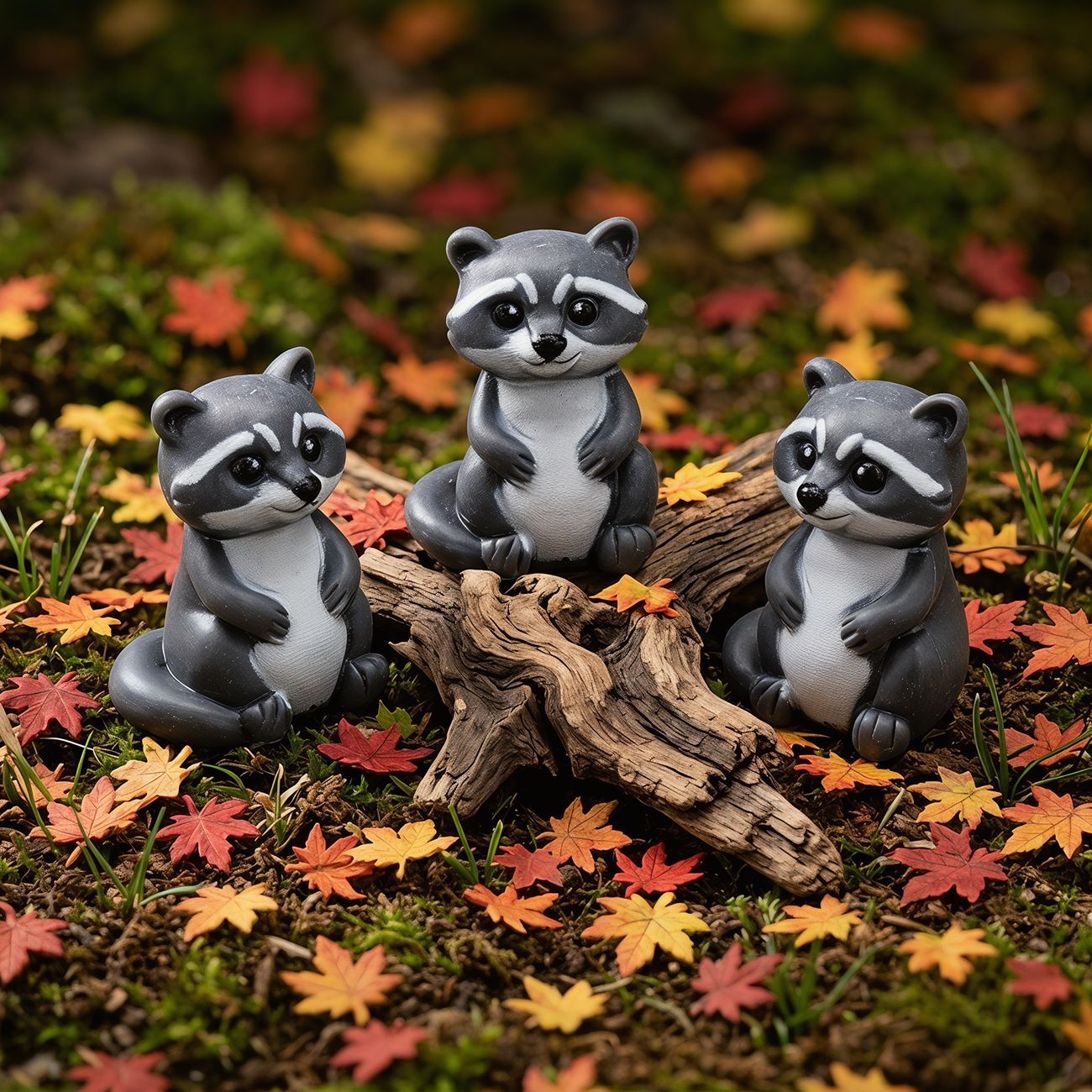 Resin Mini Raccoon Ornaments, Cute Cartoon Micro-Landscape Decorations, Small Animals, Creative Desktop Crafts, Small Ornaments
