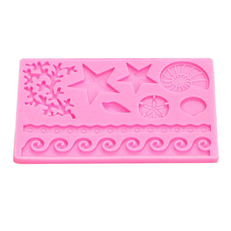 Elementos marinos molde de silicona mar ola Concha coral hornear pastel postre decoración Fondant chocolate