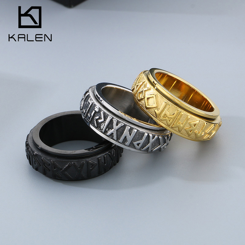 Модный ретро скандинавский аксессуар из нержавеющей стали, мужское кольцо, в стиле панк