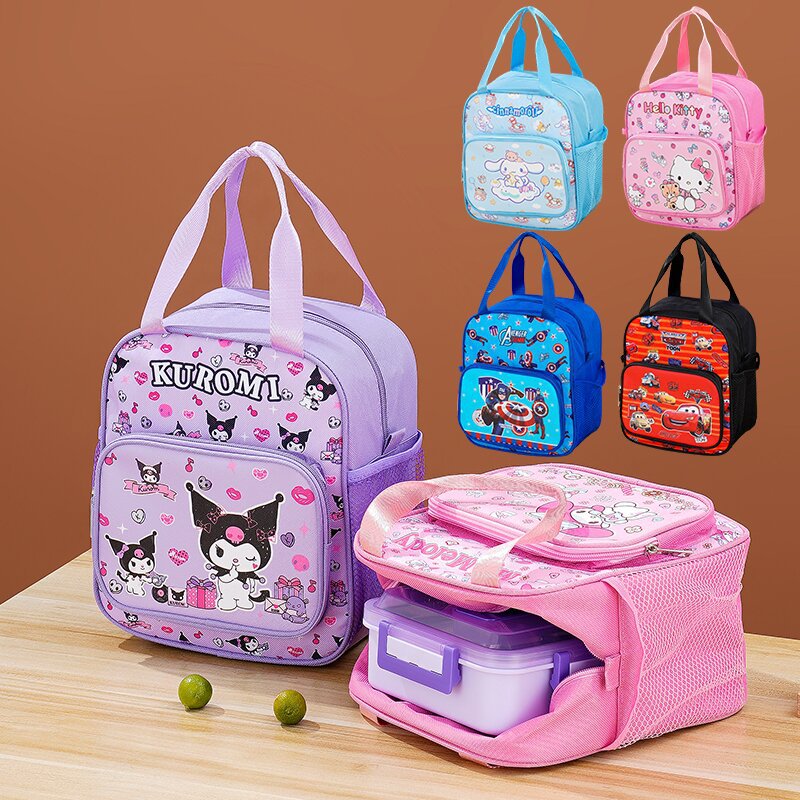 Student Insulated Lunch Box Bag Handbag Cartoon Kidsren Waterproof Large Capacity Bento Lunch Box Bag Fresh-Keeping Bag