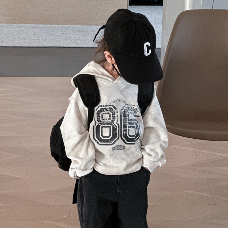 Boys' Clothing 2024 Spring New Arrival Korean-Style Children's Sweatshirt for Small and Medium-Sized Kids Letter-Print Hooded Kids' Casual Top