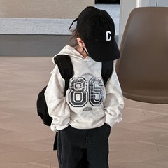 Boys' Clothing 2024 Spring New Arrival Korean-Style Children's Sweatshirt for Small and Medium-Sized Kids Letter-Print Hooded Kids' Casual Top